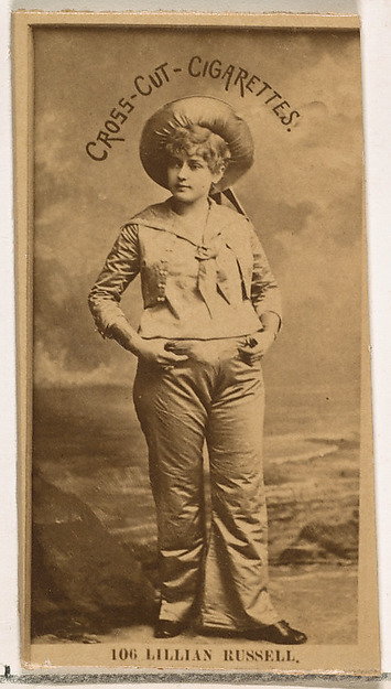 W. Duke, Sons & Co., Card Number 106, Lillian Russell, from the Actors and Actresses series (N145-2) issued by Duke Sons & Co. to promote Cross Cut Cigarettes