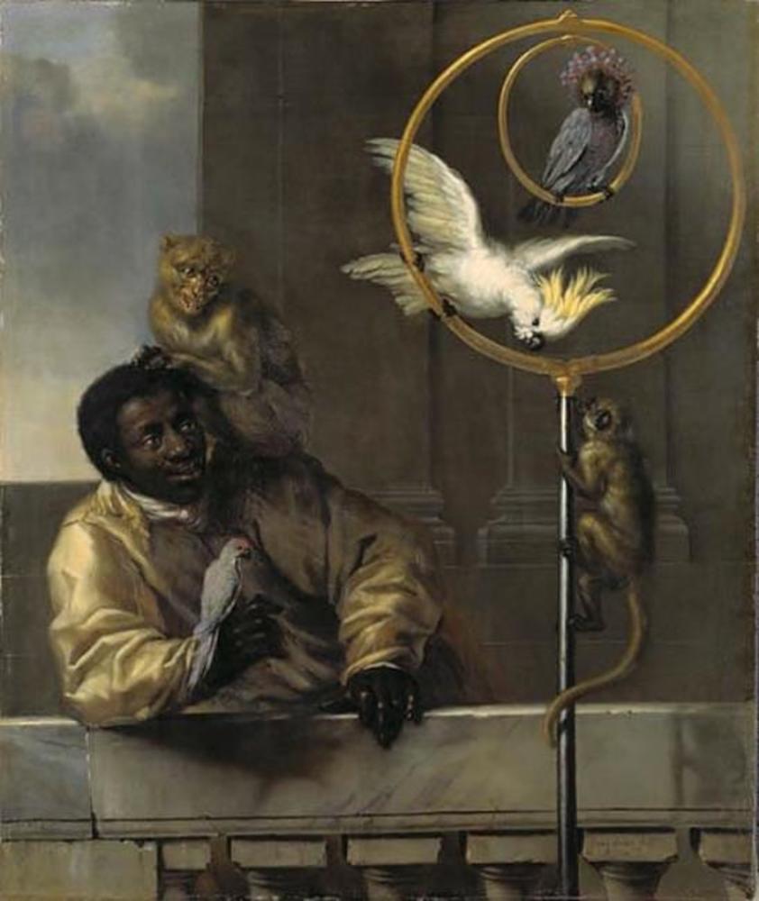 David Klöcker Ehrenstrahl, Boy with Parrots and Monkeys