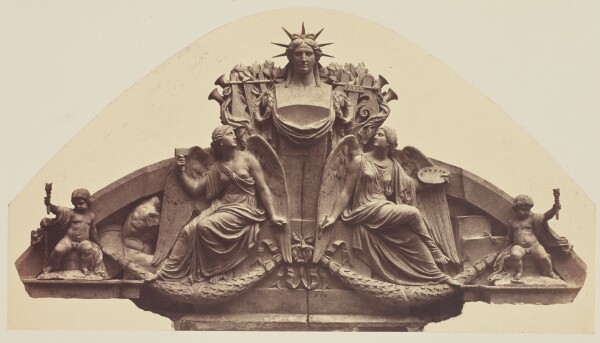 Édouard Baldus, ["La Sculpture et la Peinture", Sculpture by François Félix Roubaud, Decoration of the Louvre, Paris]