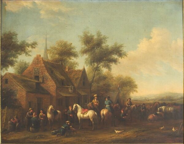 Philips Wouwerman, Landskab med ryttere, der holder hvil udenfor en kro