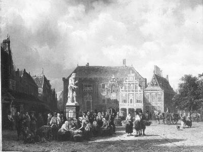 Cornelis Springer, De markt te Haarlem