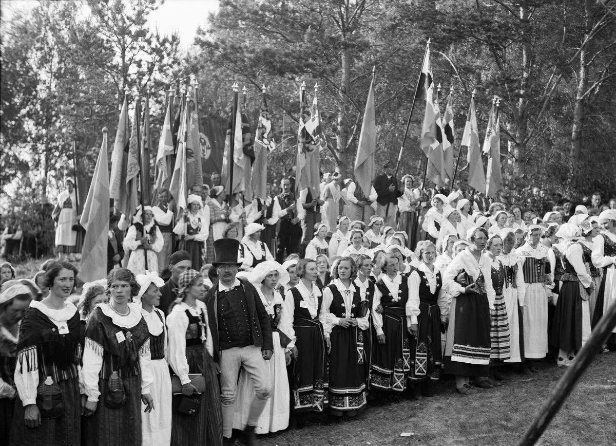 Paul Sandberg, "Nationalklädda ungdomar i festtåg" på Svenska Landsbygdens Ungdomsförbunds riksting i Gamla Uppsala