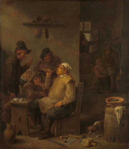 David Teniers (II), Mason Smoking with Companions in a Tavern