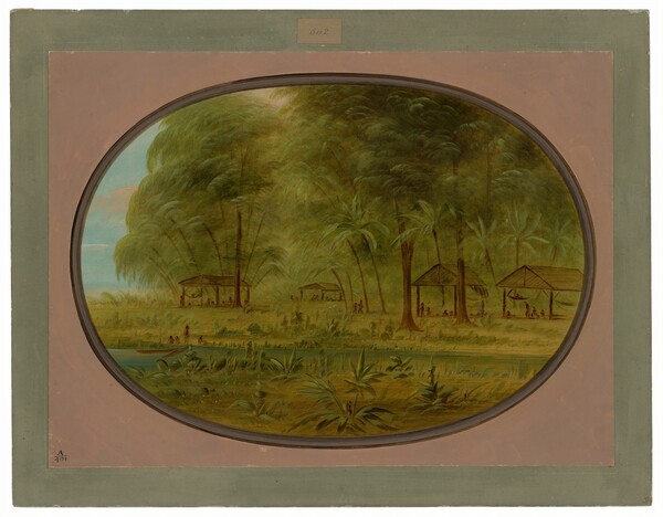 George Catlin, A Caribbe Village in Dutch Guiana