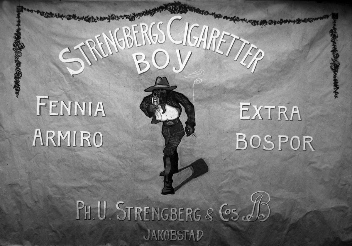 Gustav Borgen, Reklamefane for "Strengbergs Cigaretter"