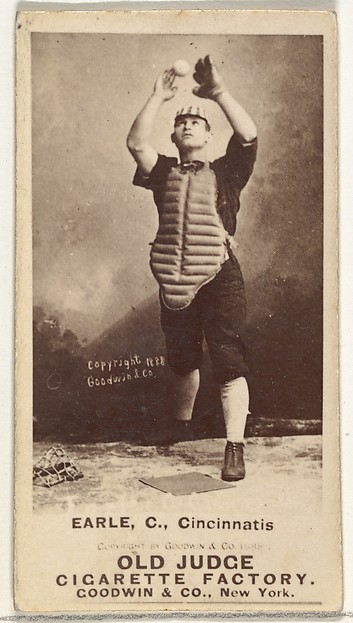 Goodwin & Company, William Moffat "Billy" Earle, Catcher, Cincinnati, from the Old Judge series (N172) for Old Judge Cigarettes