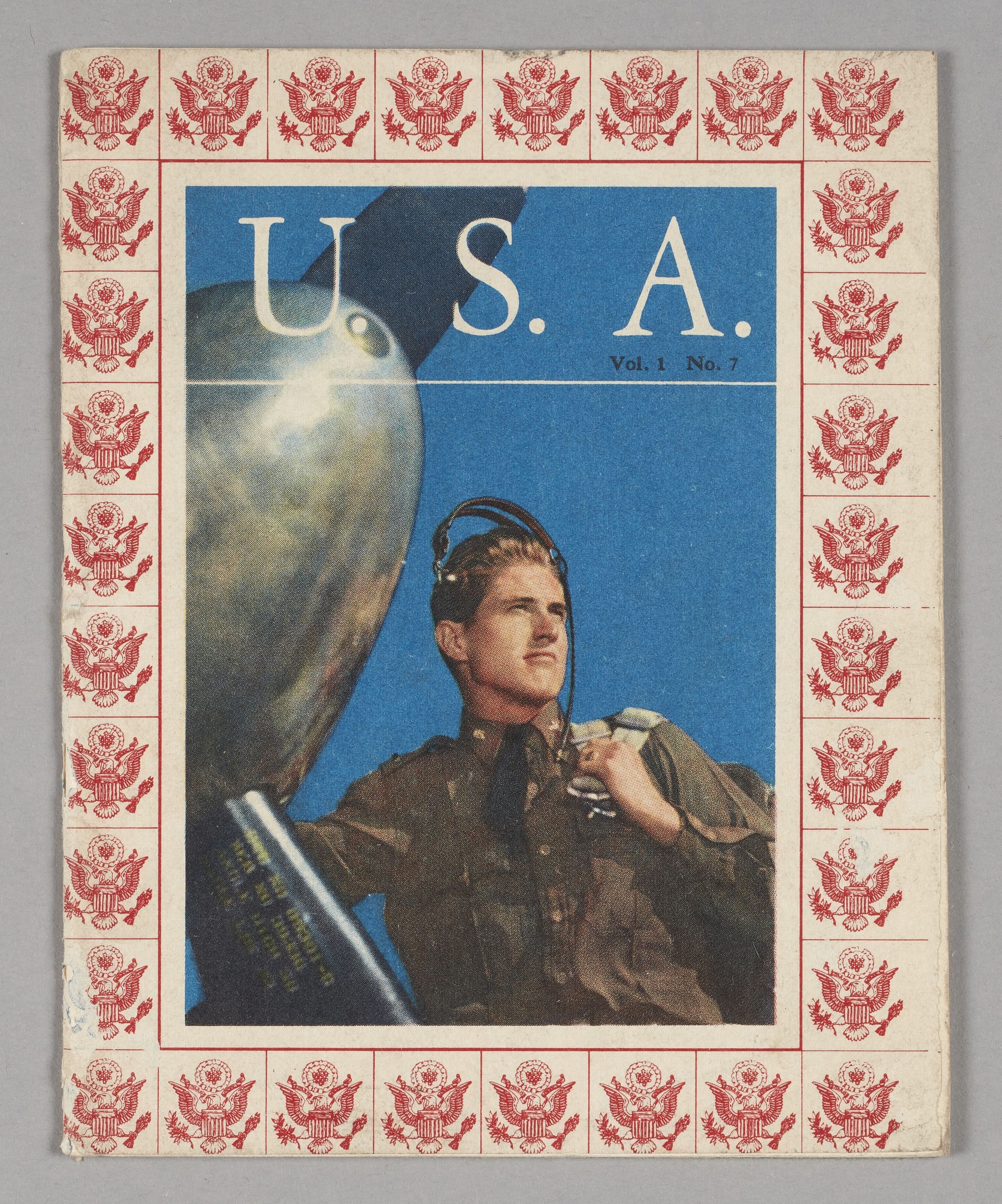 Office d'information de Guerre des Etats-Unis, U.S.A. Vol. 1 No. 7 - Publié par l'Office d'Information de Guerre des EU - Portrait en miniature de l'Amérique et des Américains en temps de guerre