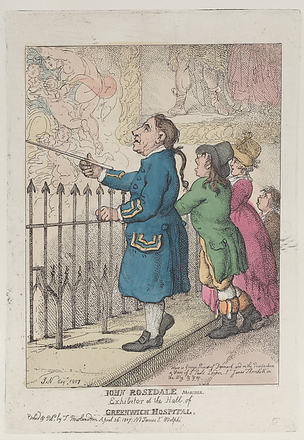 Thomas Rowlandson, John Rosedale Mariner, Exhibitor at the Hall of Greenwich Hospital