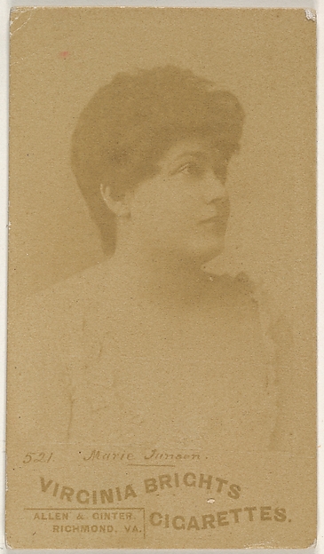 Allen & Ginter, Card 521, Marie Jansen, from the Actors and Actresses series (N45, Type 6) for Virginia Brights Cigarettes