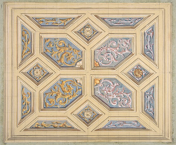 Jules-Edmond-Charles Lachaise, Design for a coffered ceiling decorated with rinceaux