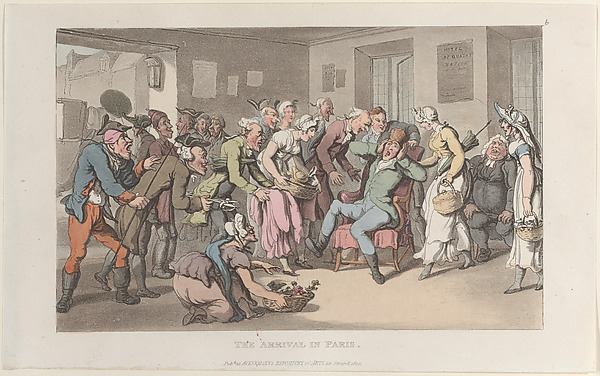 Thomas Rowlandson, The Arrival in Paris, from "Journal of Sentimental Travels in the Southern Provinces of France, Shortly Before the Revolution"