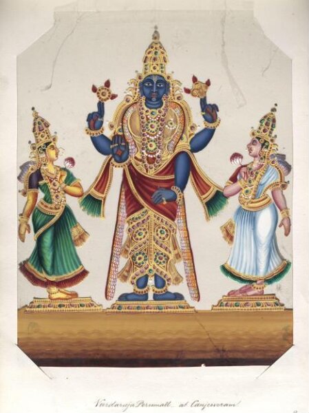 Unknown, One of seventeen mica paintings depicting Hindu deities.
