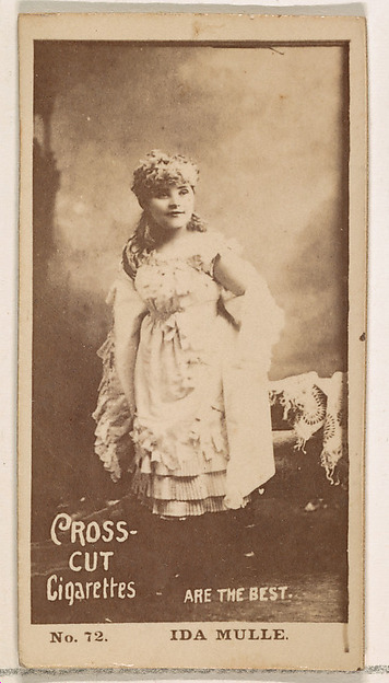 W. Duke, Sons & Co., Card Number 72, Ida Mulle, from the Actors and Actresses series (N145-2) issued by Duke Sons & Co. to promote Cross Cut Cigarettes