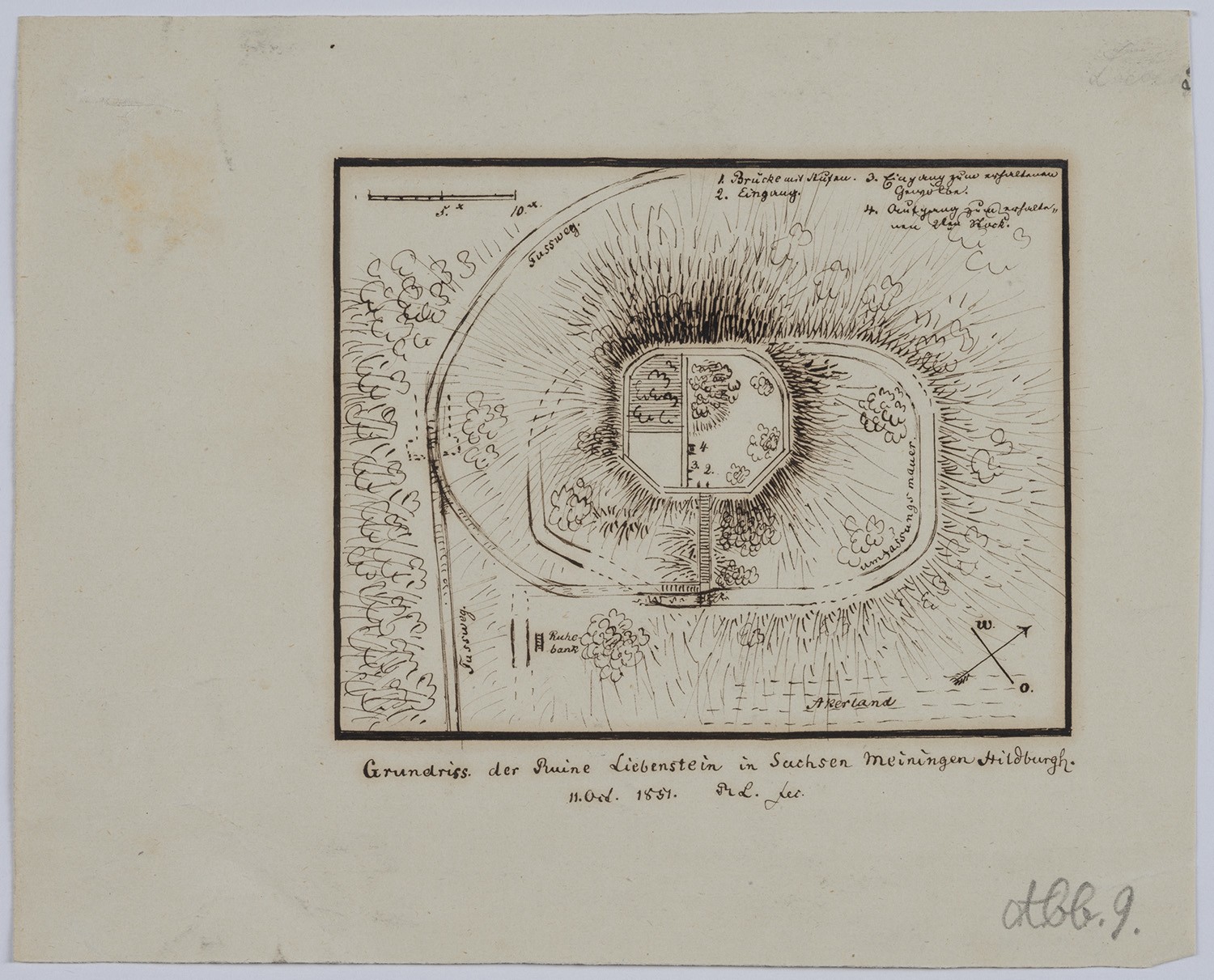 Rudolf Lutter, Liebenstein (Bad Liebenstein, Thüringen): Grundriss der Burgruine Liebenstein und ihrer Umgebung