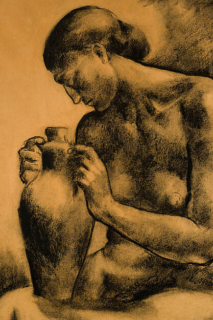 Erzsébet Korb, Untitled (Nude with Vase) [recto]; Group Nude Study [verso]