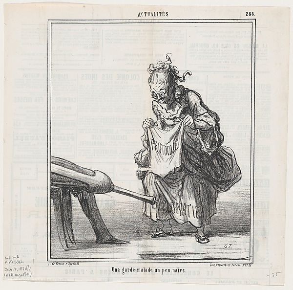 Honoré Daumier, A somewhat naive nurse, from 'News of the day,' published in Le Charivari, January 4, 1871