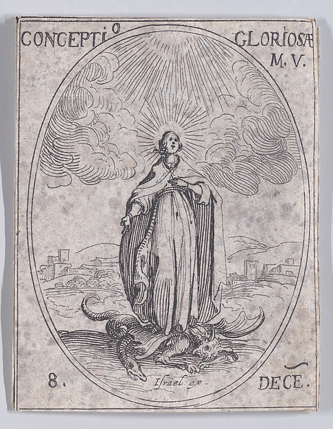 Jacques Callot, La Conception Glorieuse de la Se. Vierge (The Immaculate Conception), December 8th, from "Les Images De Tous Les Saincts et Saintes de L'Année" (Images of All of the Saints and Religious Events of the Year)