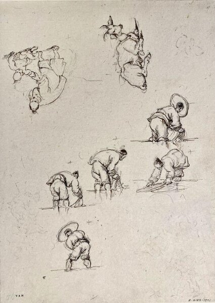 George Chinnery, Studies of figures in shallow water, Macau; also of a mother and child, and a goat