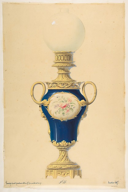Anonymous, French, 19th century, Design for an Oil Lamp