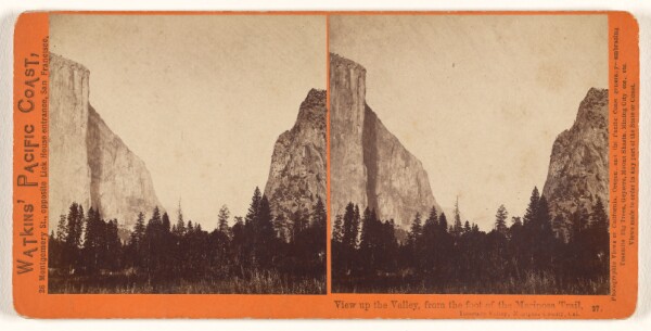 Carleton Watkins, View up the Valley, from the foot of the Mariposa Trail, Yosemite Valley, Mariposa County, Cal.
