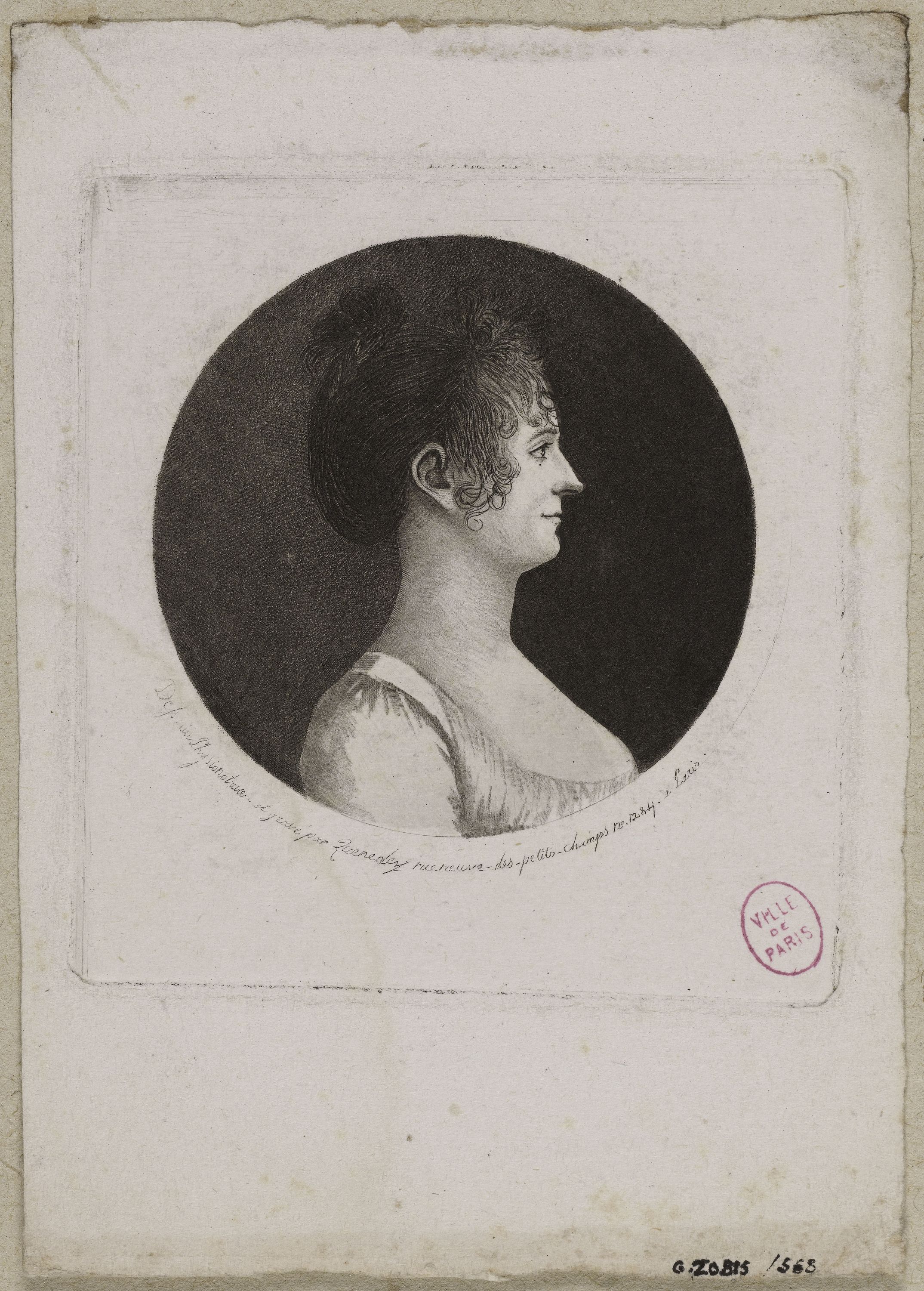 Edmé Quenedey, Portrait d'une femme, fin XVIIIème siècle/début XIXème siècle