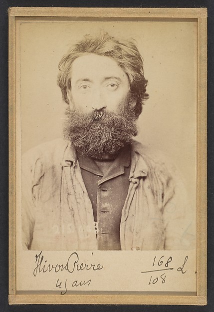 Alphonse Bertillon, Hivon. Pierre. 45 ans, né à Bourbon le Chambai (Allier). Lithographe. Anarchiste. 4/3/94.