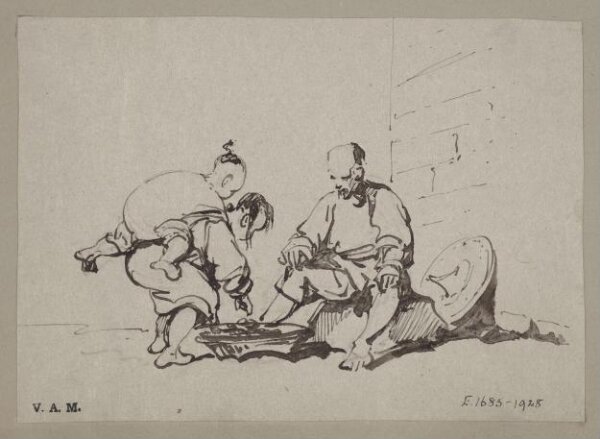 George Chinnery, A drawing by GeA vendor and a stooping woman with a child on her back