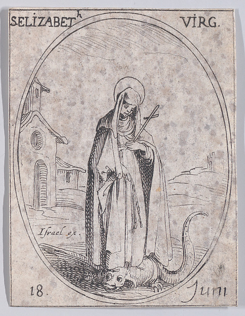 Jacques Callot, Ste. Elizabeth, vierge (St. Elizabeth, Virgin), June 18th, from "Les Images De Tous Les Saincts et Saintes de L'Année" (Images of All of the Saints and Religious Events of the Year)