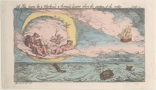 Thomas Rowlandson, The Ship, driven by a Whirlwind, a thousand leagues above the surface of the water