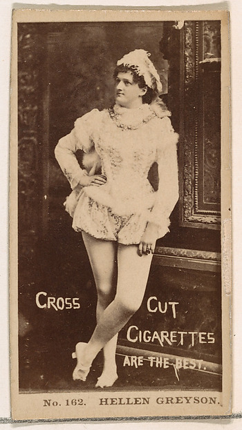 W. Duke, Sons & Co., Card Number 162, Hellen Greyson, from the Actors and Actresses series (N145-2) issued by Duke Sons & Co. to promote Cross Cut Cigarettes