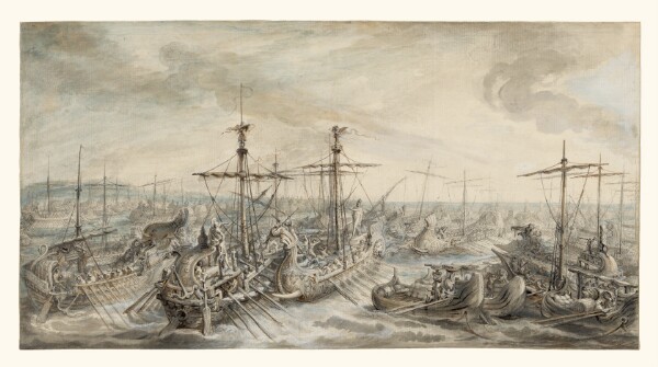 Gabriel Jacques de Saint-Aubin, The Roman Fleet Victorious over the Carthaginians at the Battle of Cape Ecnomus