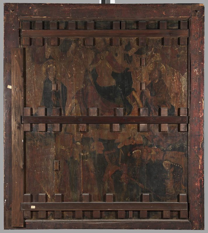 Mikołaj Obilman, Legnica polyptych - right wing external - lower panel - obverse: Resurrection of Christ; reverse: Last judgement