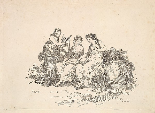 Thomas Rowlandson, Harmony – Two Nymphs Singing, Another Playing a Lyre