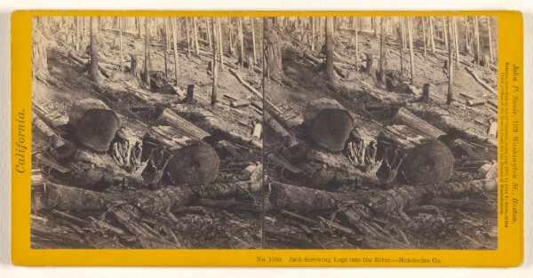 John P. Soule, Jack-Screwing Logs into the River. - Mendocino Co.