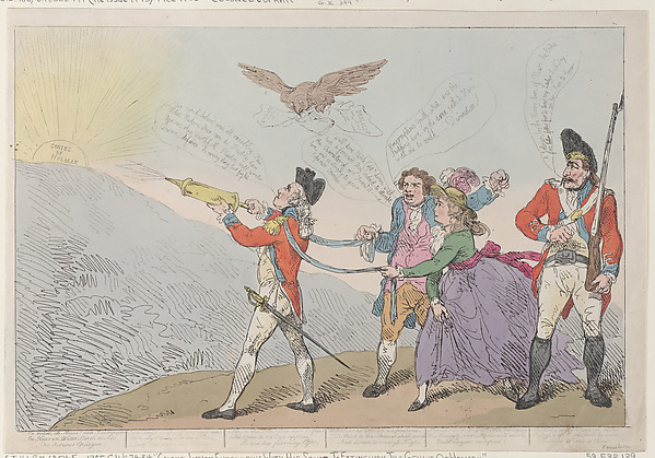 Thomas Rowlandson, Col. Topham Endeavoring with his Squirt to Extinguish the Genius of Holman