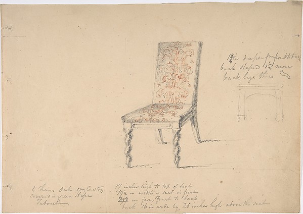 Anonymous, British, 19th century, Design for a Chair with Turned Front Legs