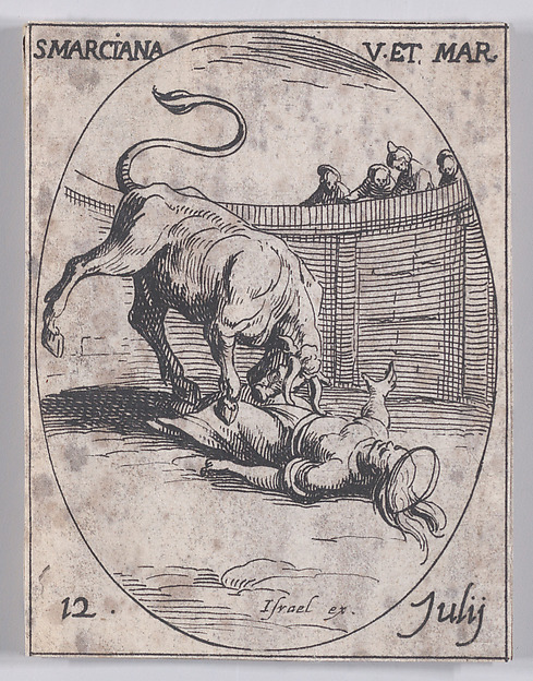 Jacques Callot, Ste. Marcienne, vierge et martyre (St. Marciana, Virgin and Martyr), July 12th, from "Les Images De Tous Les Saincts et Saintes de L'Année" (Images of All of the Saints and Religious Events of the Year)