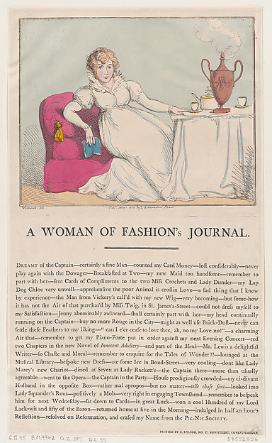 Thomas Rowlandson, A Woman of Fashion's Journal