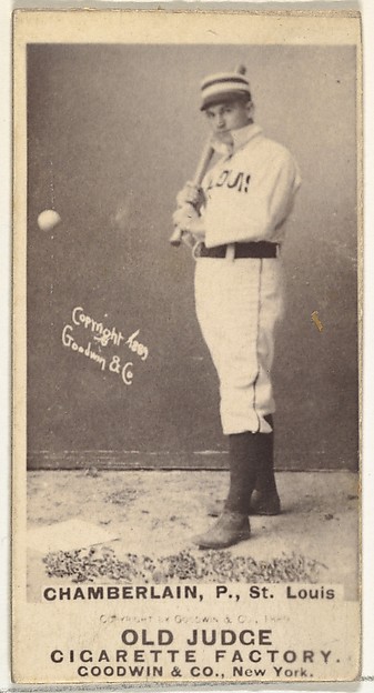 Goodwin & Company, Elton P. "Ice Box" Chamberlain, Pitcher, St. Louis Browns, from the Old Judge series (N172) for Old Judge Cigarettes