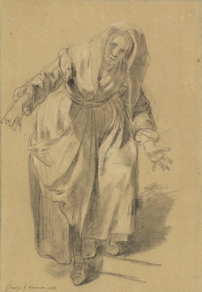 Jean-Baptiste Greuze, Old Woman with Arms Outstretched (Study for The Neapolitan Gesture)