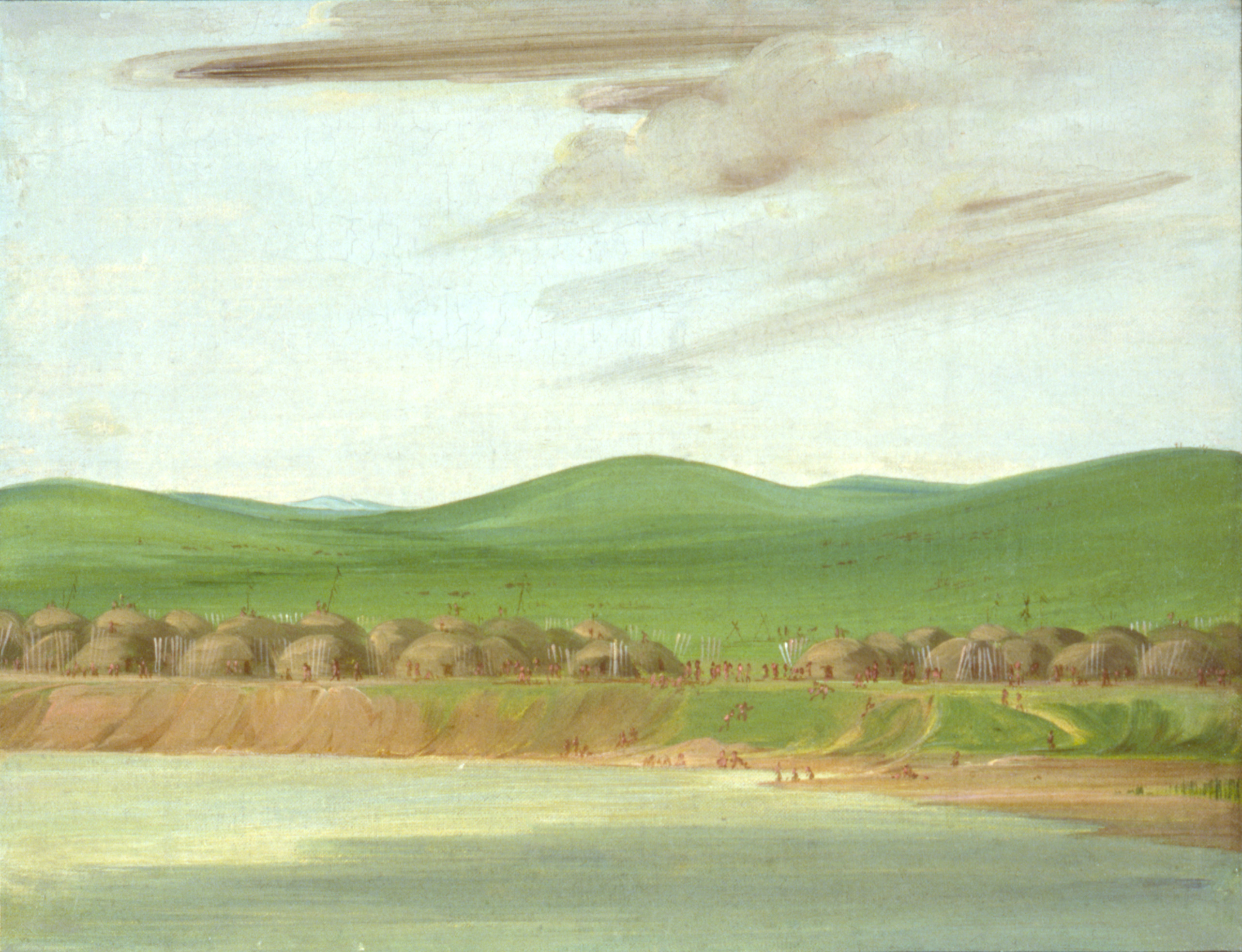 George Catlin, Arikara Village of Earth-Covered lodges, 1600 Miles above St. Louis