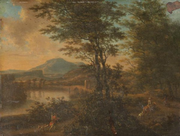 Willem de Heusch, Italian Landscape at Sunset
