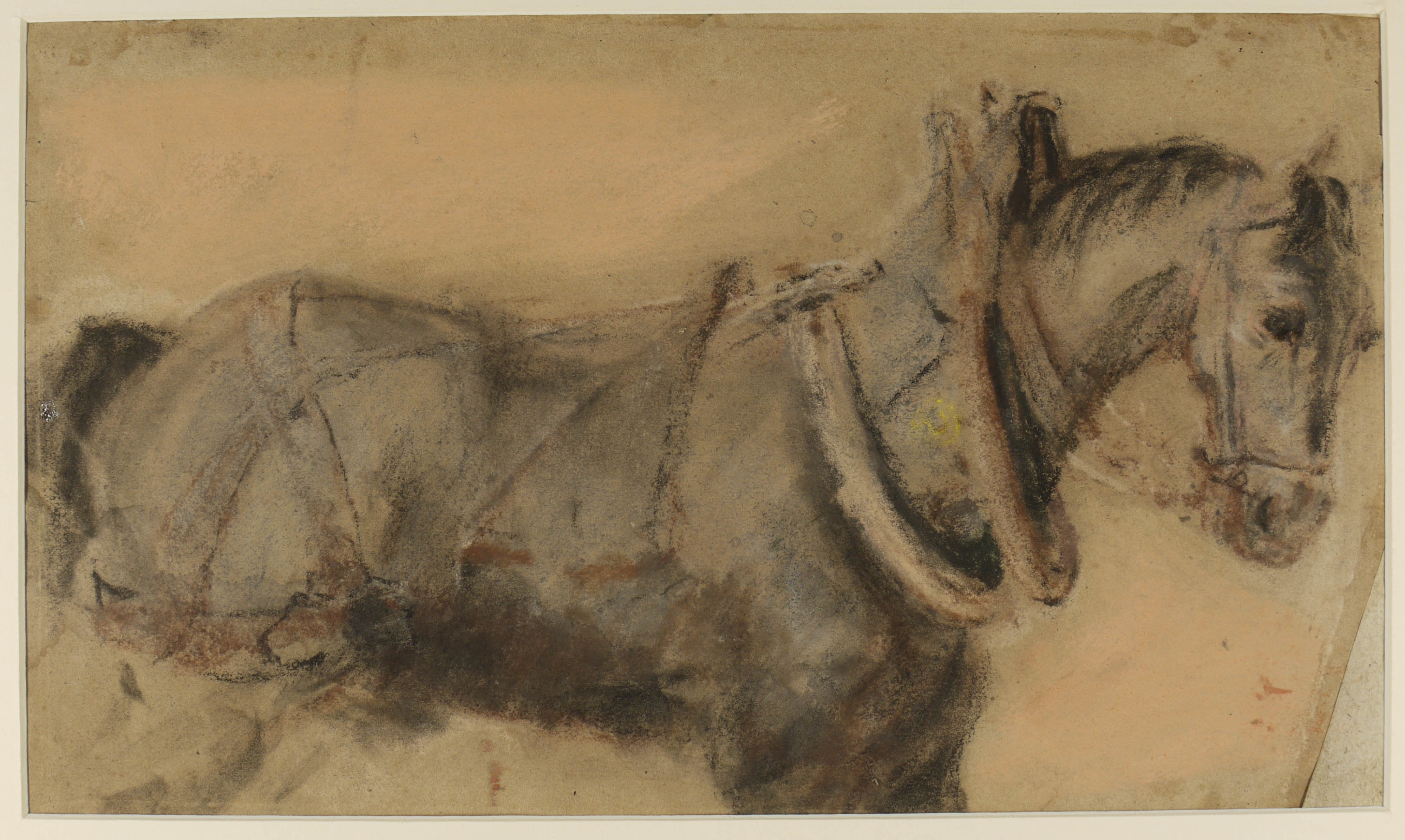 Johann Jakob Serr, Pastellstudien zum Herbstfest bei Rhodt (HMP_1988_0183) - das Pferd