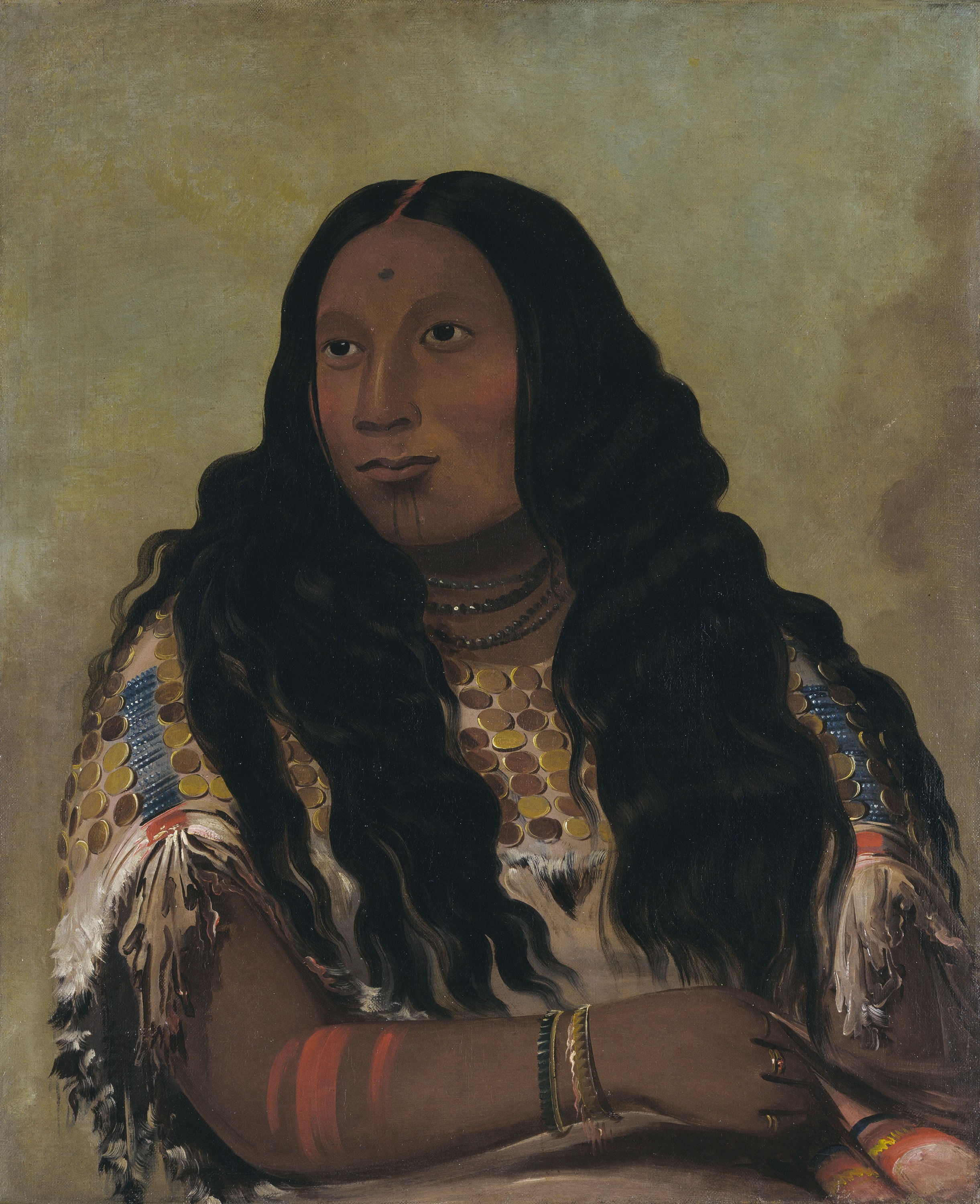 George Catlin, Tchón-su-móns-ka, Sand Bar, Wife of the Trader François Chardon
