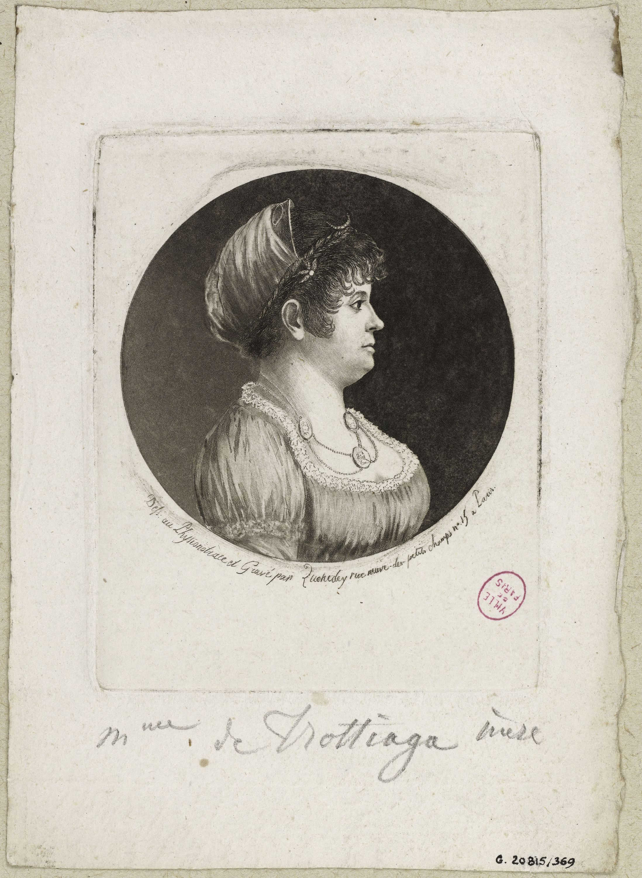 Edmé Quenedey, Portrait de Madame de Trottiaga