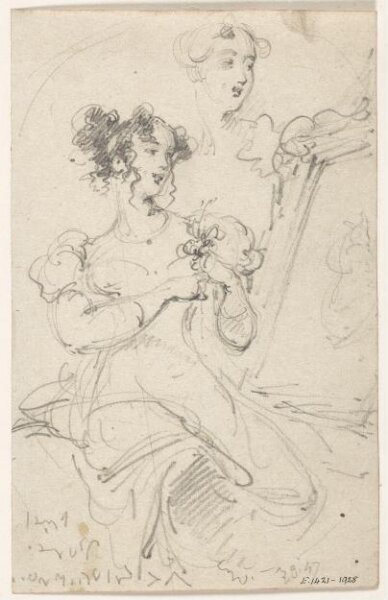 George Chinnery, A Western woman seated by a mirror