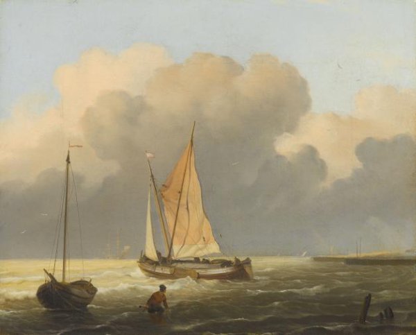 Ludolf Bakhuysen, Seas off the Coast, with Spritsail Barge