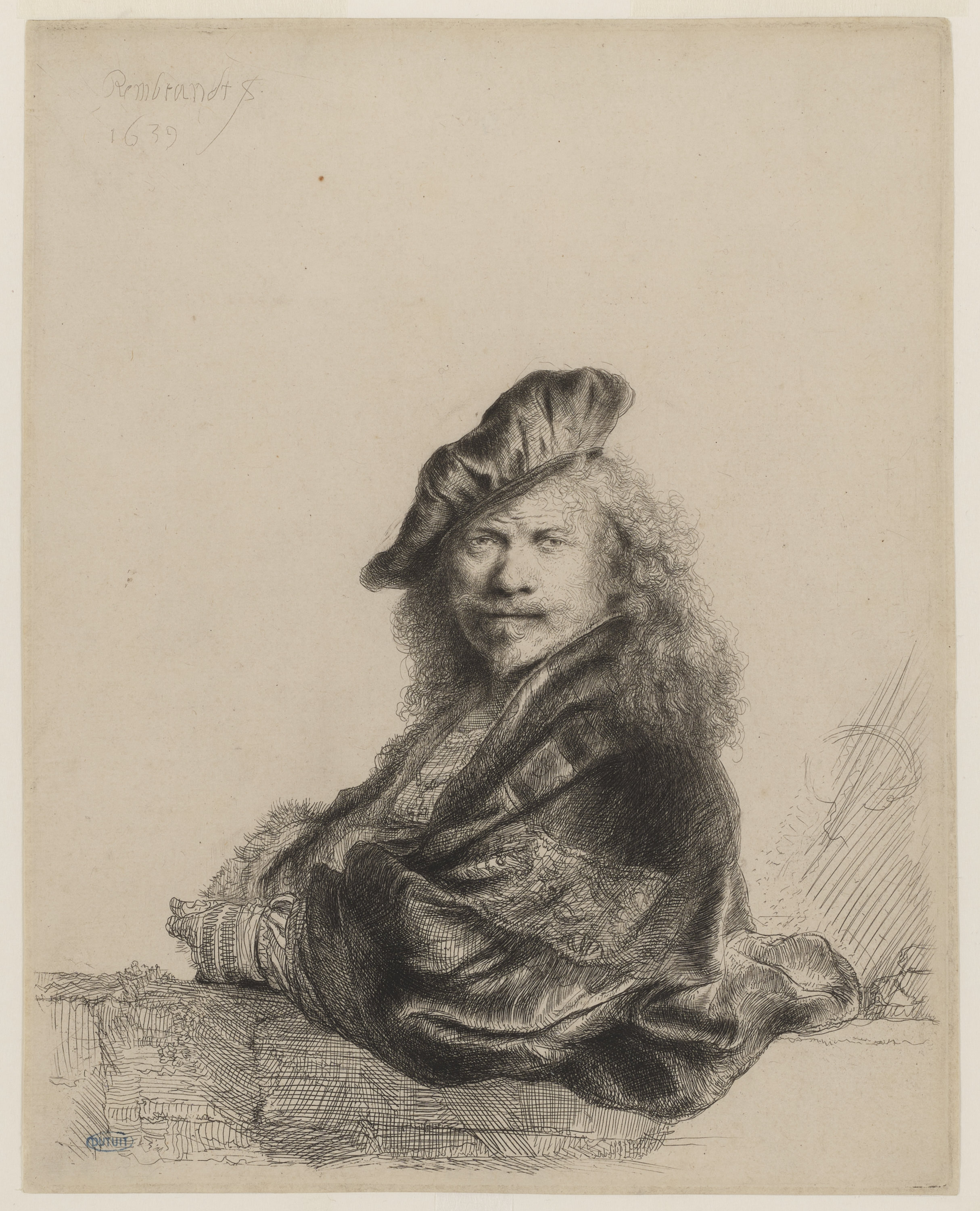 Rembrandt, Rembrandt appuyé (Bartsch 21)