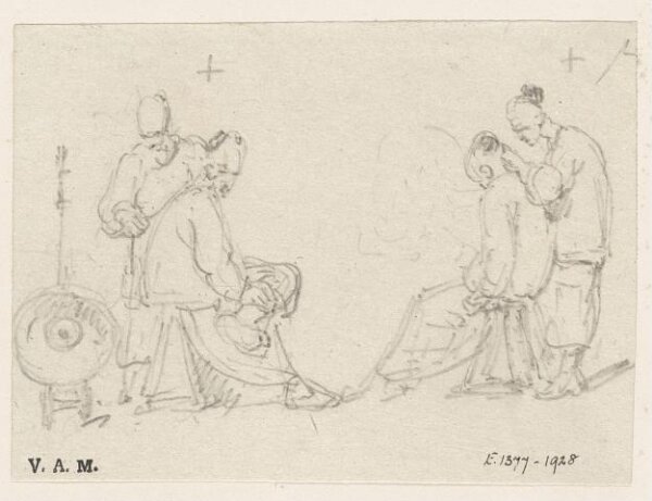 George Chinnery, A Chinese barber with a customer
