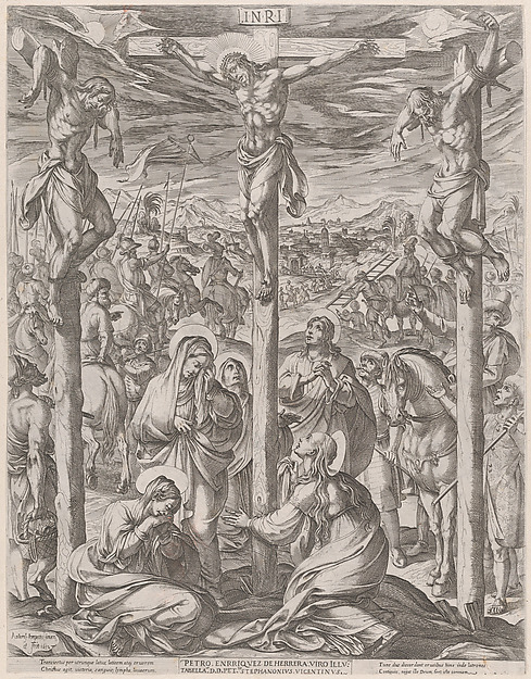 Antonio Tempesta, Christ crucified between the two thieves, the three maries at the foot of the cross